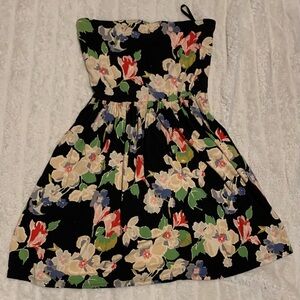 Kimchi Blue Black and Floral Strapless A-Line strapless Dress